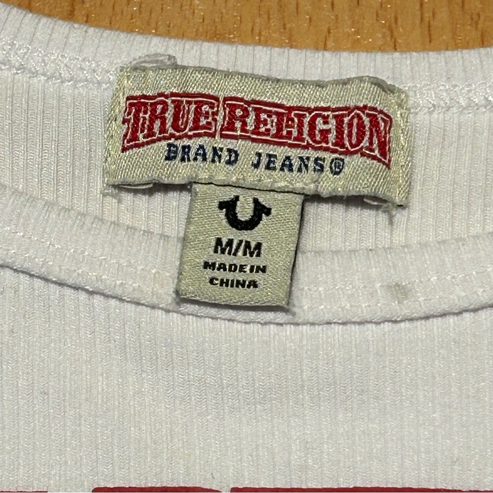 True Religion White Ribbed Tank Top - Size M - Picture 5 of 6